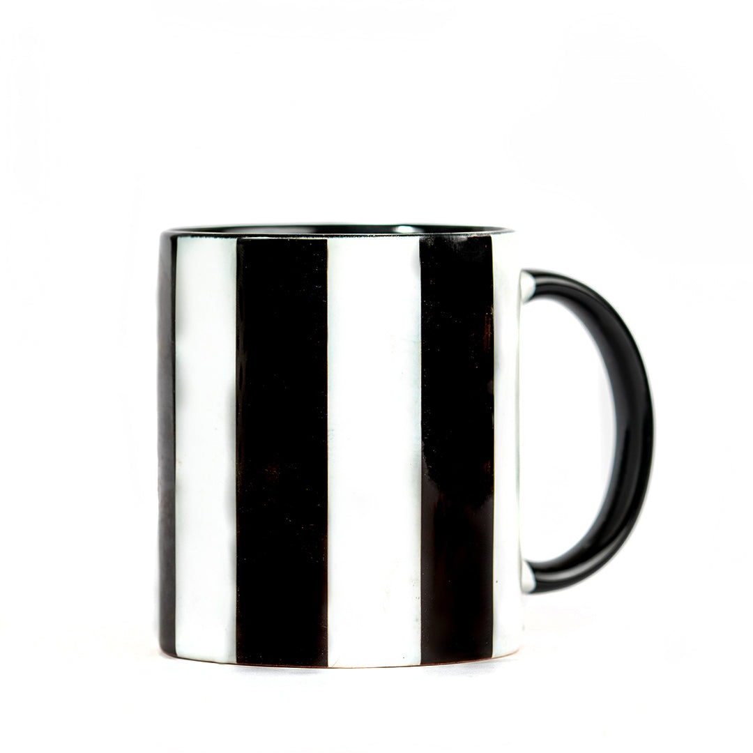 BLACK AND WHITE STRIPES MUG