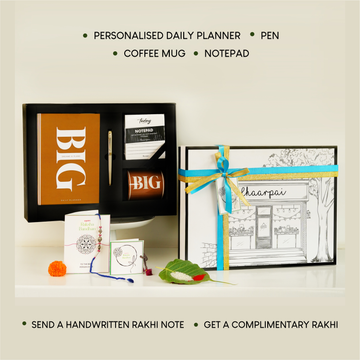 BIG DREAMS AND PLANS (BROWN)- Rakhi Gift set