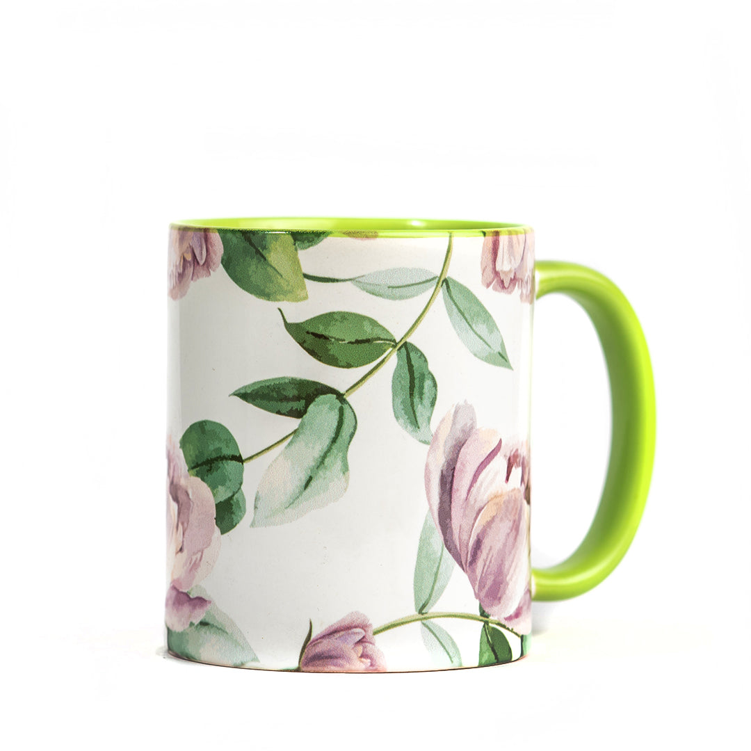 WHITE & GREEN FLORAL- MUG